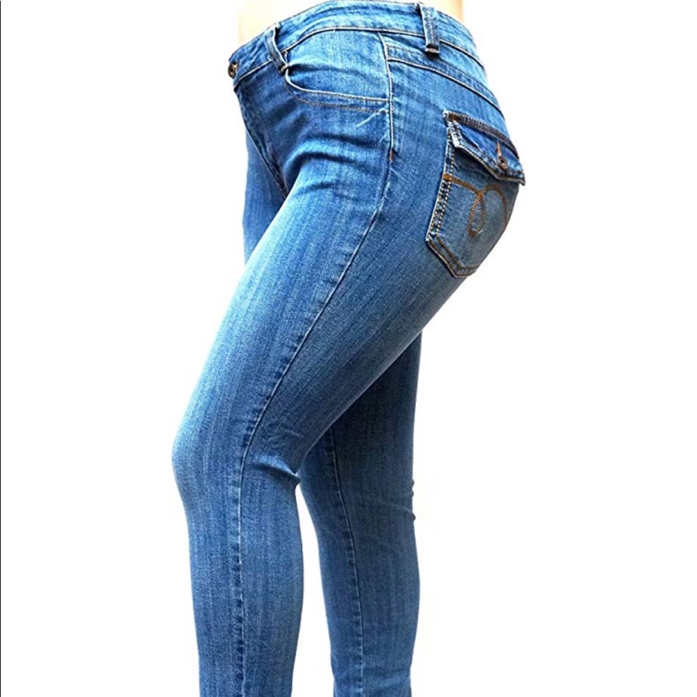 Women Plus Size Stretch Blue Skinny Jeans E071
